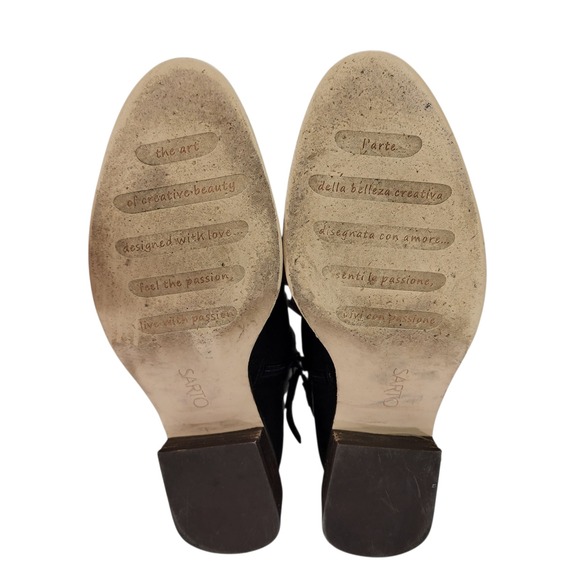 Franco Sarto Ankle Boots sz 9.5M Women NAPOLI Black Leather Zip Booties 1.5" - Picture 9 of 13